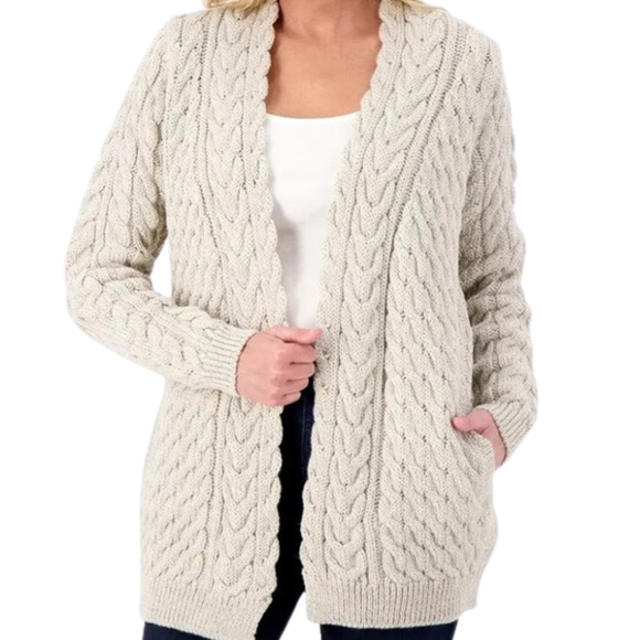 Islander Merino Wool Open Front Sweater in Silver Marl New Size Small - Picture 1 of 2